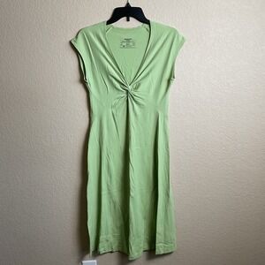 Patagonia Womens Medium Green Seabrook Bandha Cap Sleeve Twist Front VNeck Dress